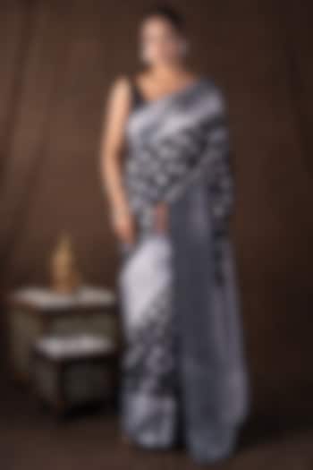 Black Pure Silk banarasi Handloom Party Wear Saree Set by Zal From Benaras at Pernia's Pop Up Shop