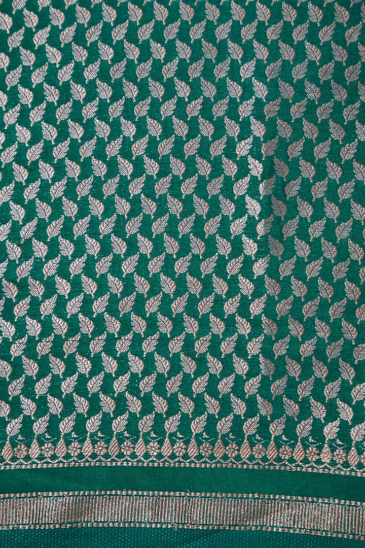 Teal Blue Chiffon Banarasi Handloom Festive Saree Set by Zal From Benaras at Pernia's Pop Up Shop