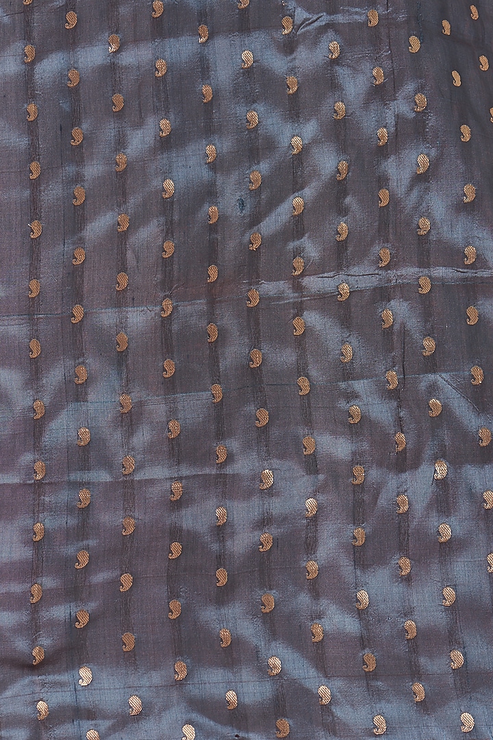 Beige & Blue Katan Silk Wedding Saree Set by Zal From Benaras at Pernia's Pop Up Shop