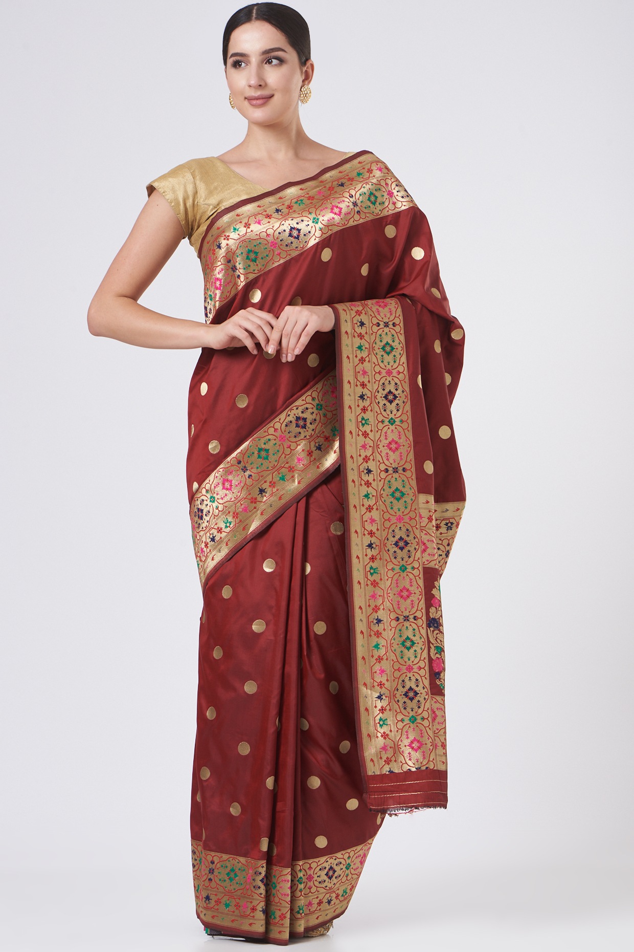 Handwoven Banarasi Pure Katan Silk Jaal Saree – Khinkhwab
