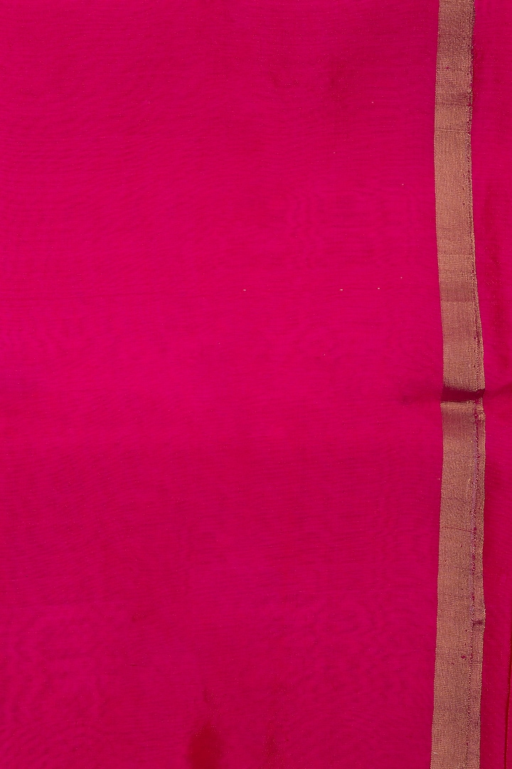 Hot Pink & Silver Pure Chanderi Silk Banarasi Party Wear Saree Set by Zal From Benaras at Pernia's Pop Up Shop