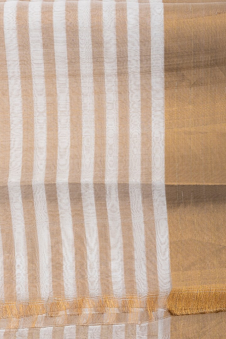 Beige Pure Chanderi Silk Zari Work Party Wear Saree Set by Zal From Benaras at Pernia's Pop Up Shop