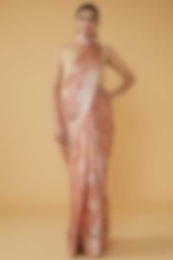 Light Pink Pure Silk Banarasi Handloom Festive Saree Set by Zal From Benaras at Pernia's Pop Up Shop