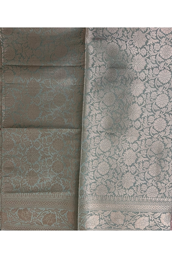 Sea Green Pure Silk Hand Embroidered Banarasi Festive Saree Set by Zal From Benaras at Pernia's Pop Up Shop
