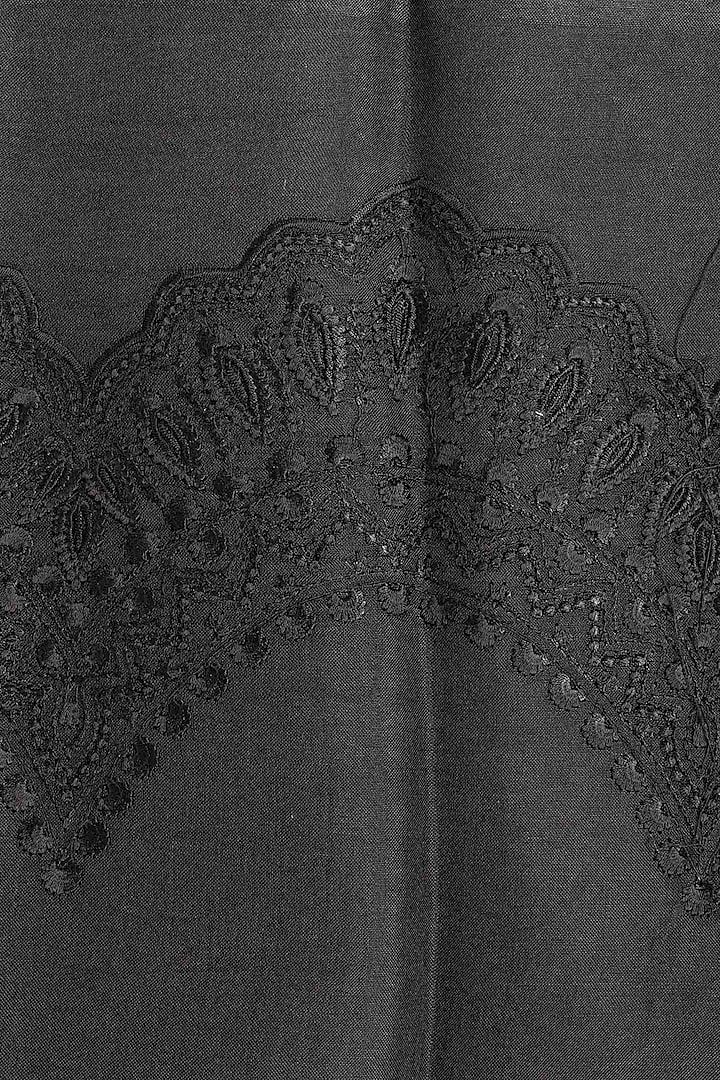 Black Organza Silk Chikankari Hand Embroidered Party Wear Saree Set by Zal From Benaras at Pernia's Pop Up Shop