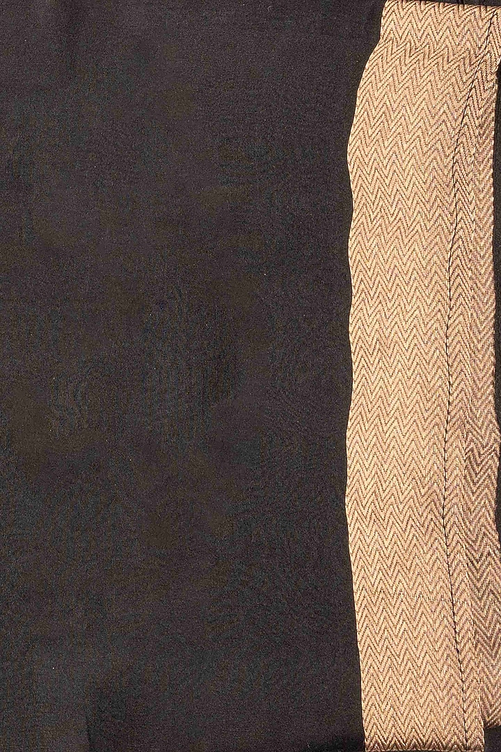 Black Pure Organza Silk Banarasi Handloom Wedding Saree Set by Zal From Benaras at Pernia's Pop Up Shop