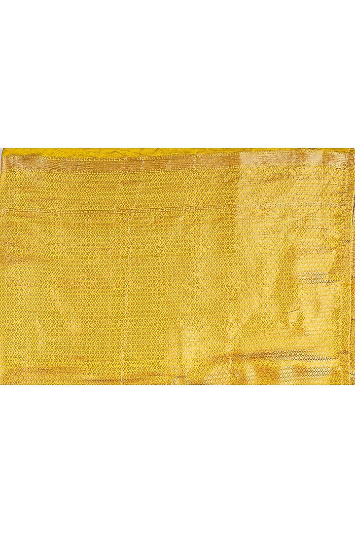 Golden Yellow Pure Katan Silk Banarasi Handloom Party Wear Saree Set by Zal From Benaras at Pernia's Pop Up Shop