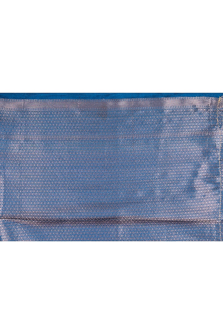 Royal Blue Pure Katan Silk Embroidered Banarasi Handloom Party Wear Saree Set by Zal From Benaras at Pernia's Pop Up Shop