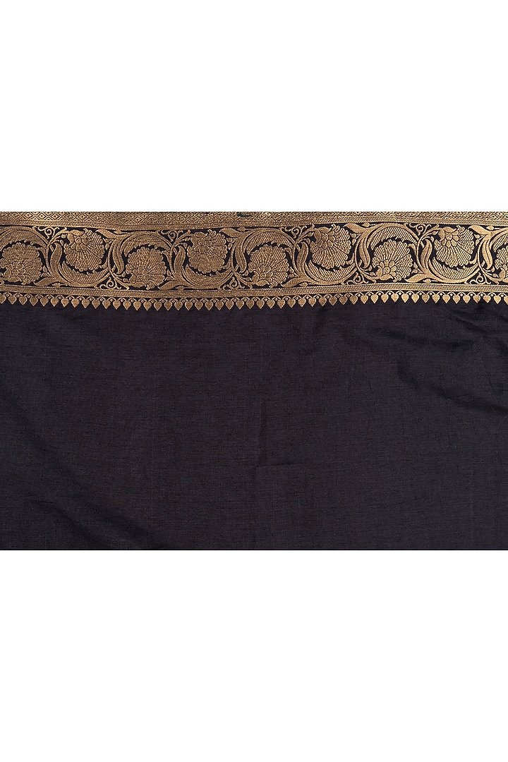Black Pure Silk Printed Banarasi Handloom Party Wear Saree Set by Zal From Benaras at Pernia's Pop Up Shop