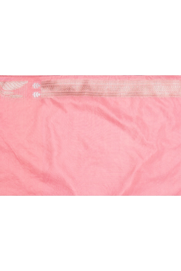 Baby Pink Pure Silk Printed Banarasi Handloom Party Wear Saree Set by Zal From Benaras at Pernia's Pop Up Shop