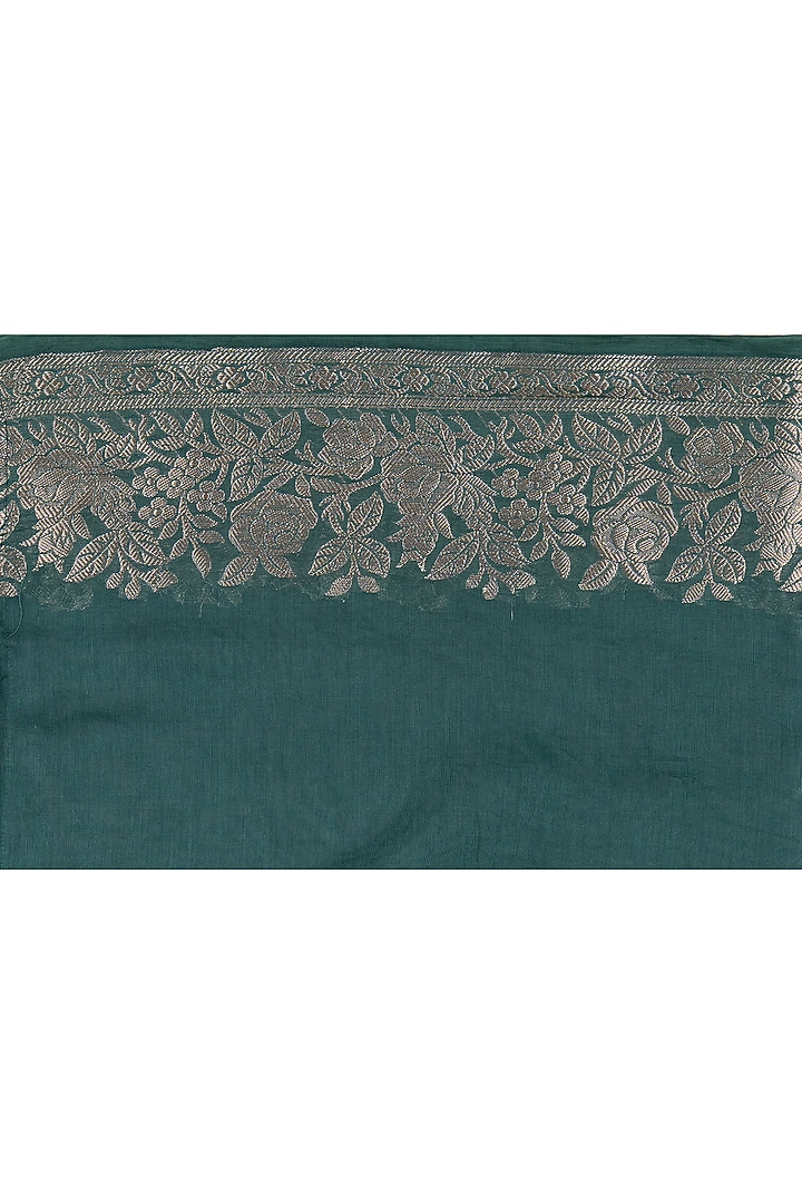 Teal Blue Pure Silk Banarasi Handloom Festive Saree Set by Zal From Benaras at Pernia's Pop Up Shop