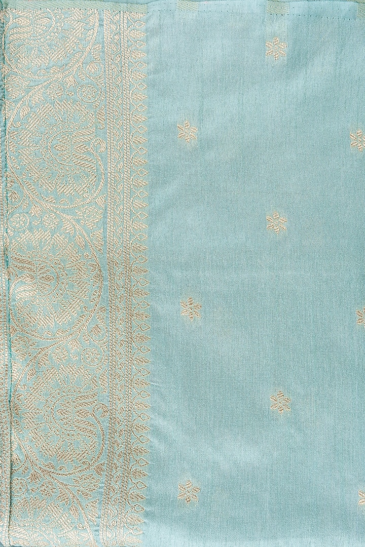 Sky Blue Pure Katan Banarasi Silk Handloom Party Wear Saree Set by Zal From Benaras at Pernia's Pop Up Shop