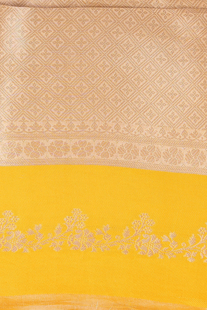Yellow Pure Tissue Silk Banarasi Brocade Handloom Wedding Saree Set by Zal From Benaras at Pernia's Pop Up Shop