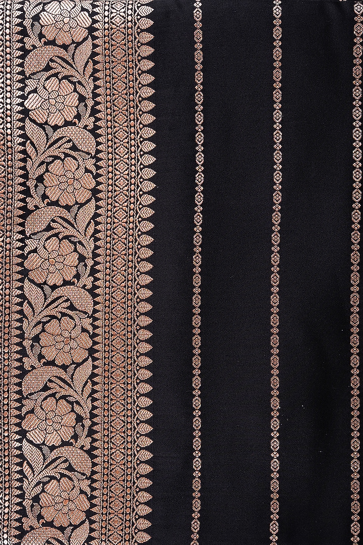 Black Pure Katan Satin Silk Banarasi Handloom Party Wear Saree Set by Zal From Benaras at Pernia's Pop Up Shop