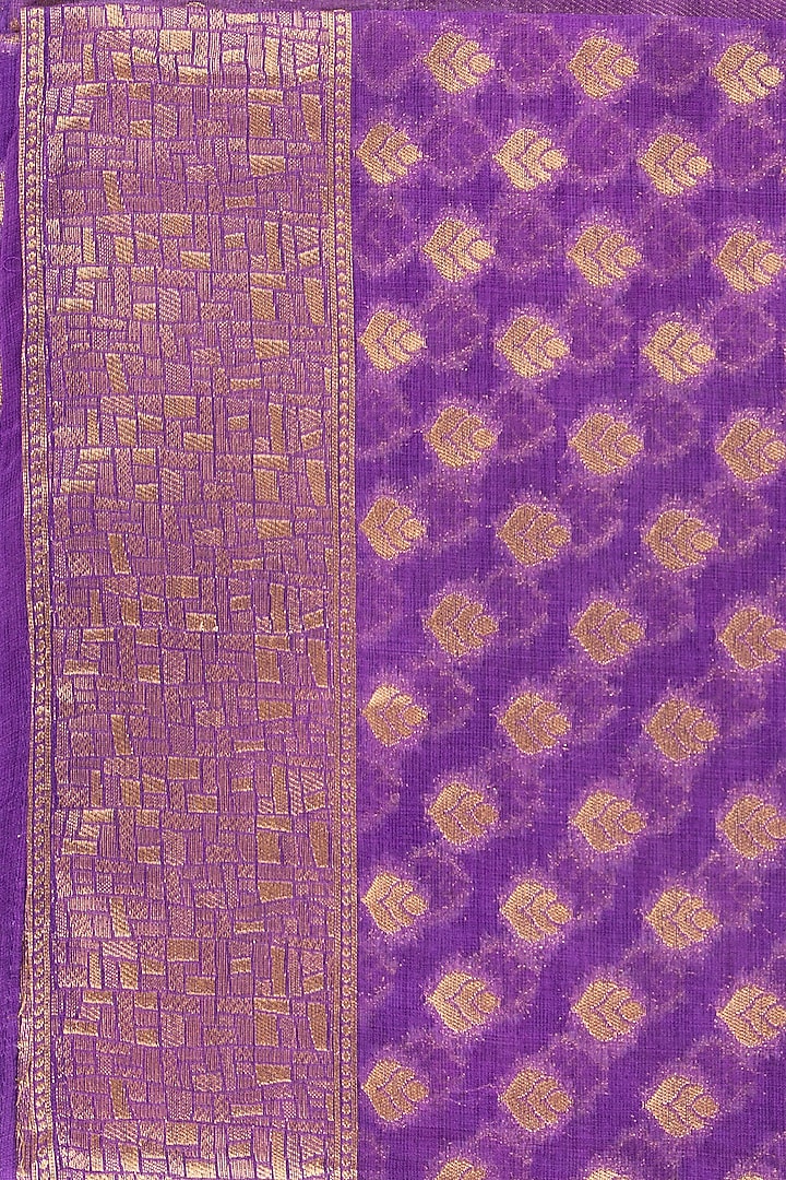 Purple Pure Tissue Silk Banarasi Handloom Party Wear Saree Set by Zal From Benaras at Pernia's Pop Up Shop
