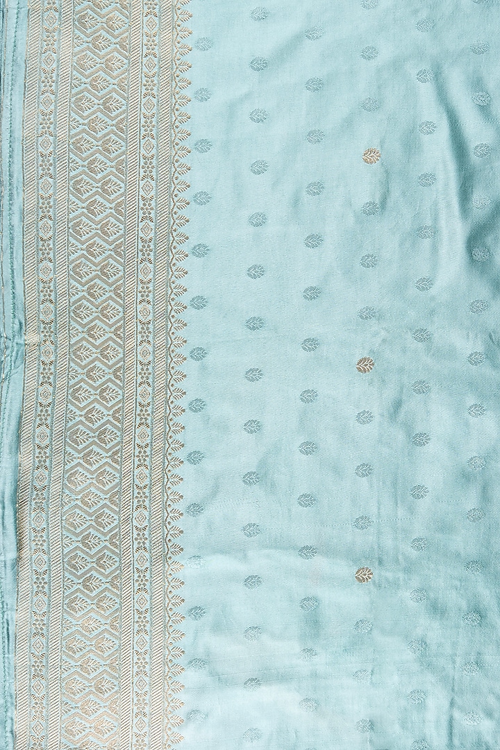 Powder Blue Pure Katan Silk Banarasi Handloom Party Wear Saree Set by Zal From Benaras at Pernia's Pop Up Shop