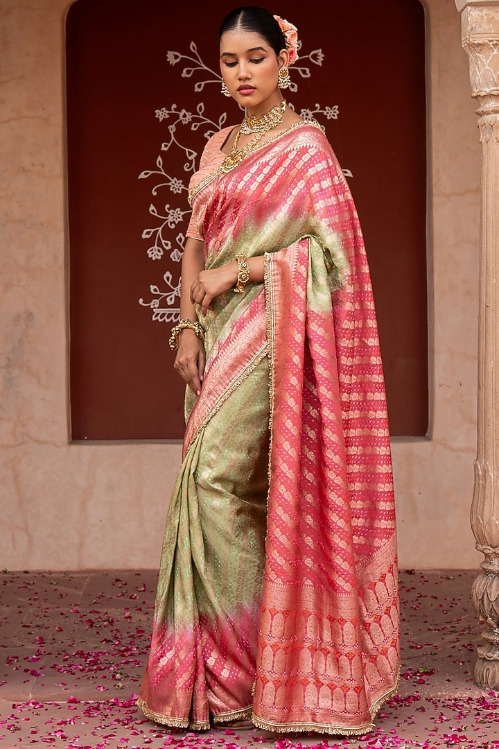Sea Green Pure Katan Silk Banarasi Handloom Party Wear Saree Set by Zal From Benaras at Pernia's Pop Up Shop