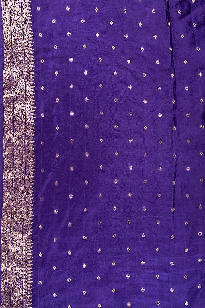 Purple-Pink Pure Katan Silk Banarasi Handloom Party Wear Saree Set by Zal From Benaras at Pernia's Pop Up Shop
