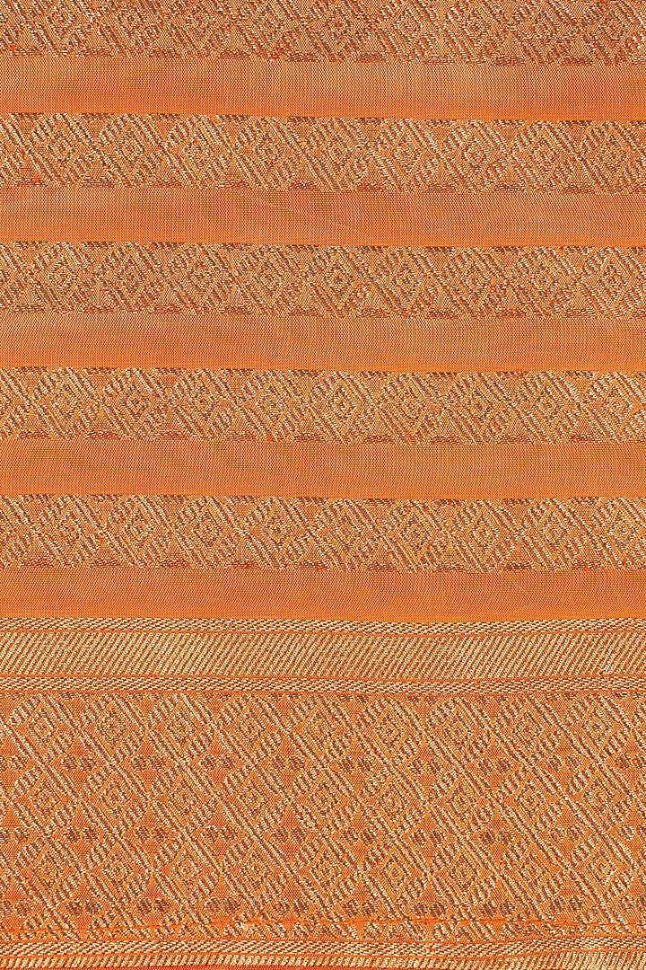 Orange Pure Katan Silk Banarasi Handloom Party Wear Saree Set by Zal From Benaras at Pernia's Pop Up Shop