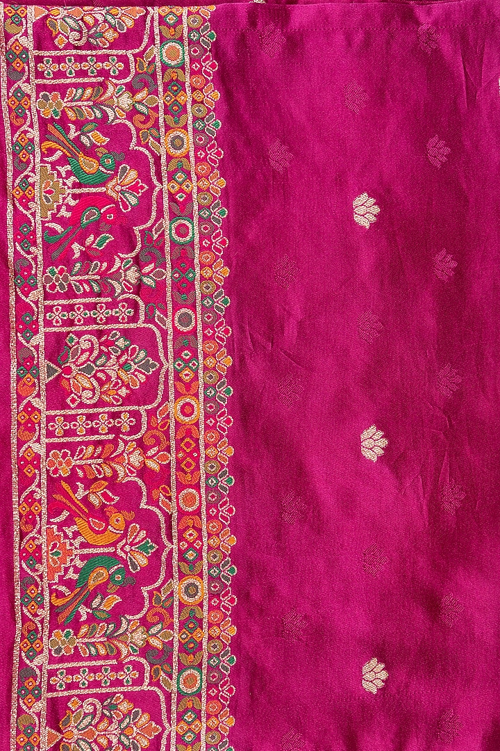 Magenta Pure Katan Silk Banarasi Handloom Party Wear Saree Set by Zal From Benaras at Pernia's Pop Up Shop