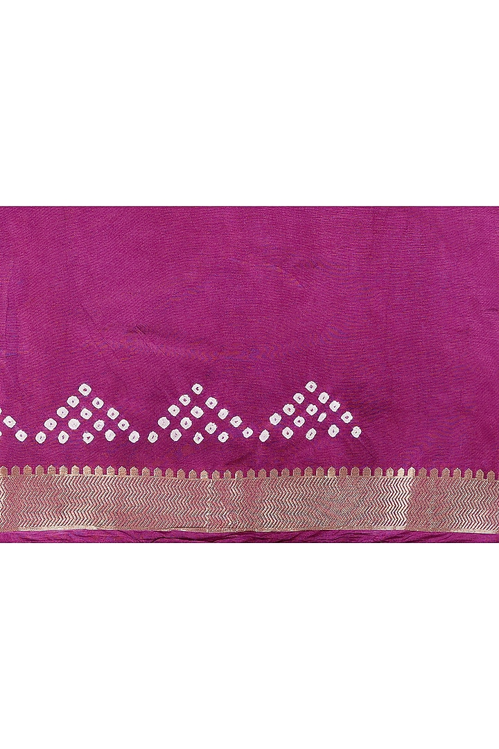 Mauve Pure Silk Bandhej Party Wear Saree Set by Zal From Benaras at Pernia's Pop Up Shop