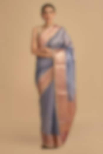 Sage Blue Pure Tissue Silk Banarasi Saree Set by Zal From Benaras at Pernia's Pop Up Shop