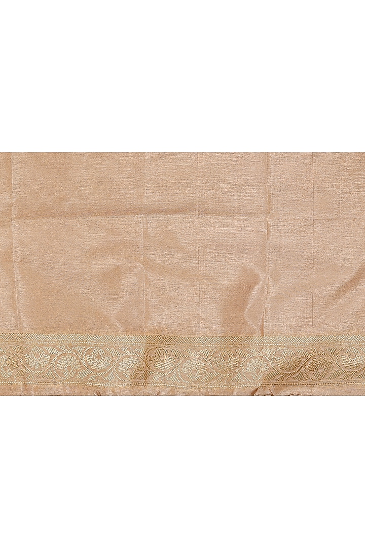 Beige Pure Silk Banarasi Floral Meenakari Handloom Festive Saree Set by Zal From Benaras at Pernia's Pop Up Shop