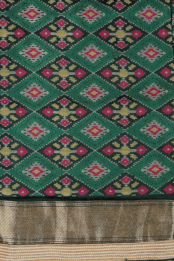 Magenta-Green Pure Katan Silk Banarasi Party Wear Saree Set by Zal From Benaras at Pernia's Pop Up Shop