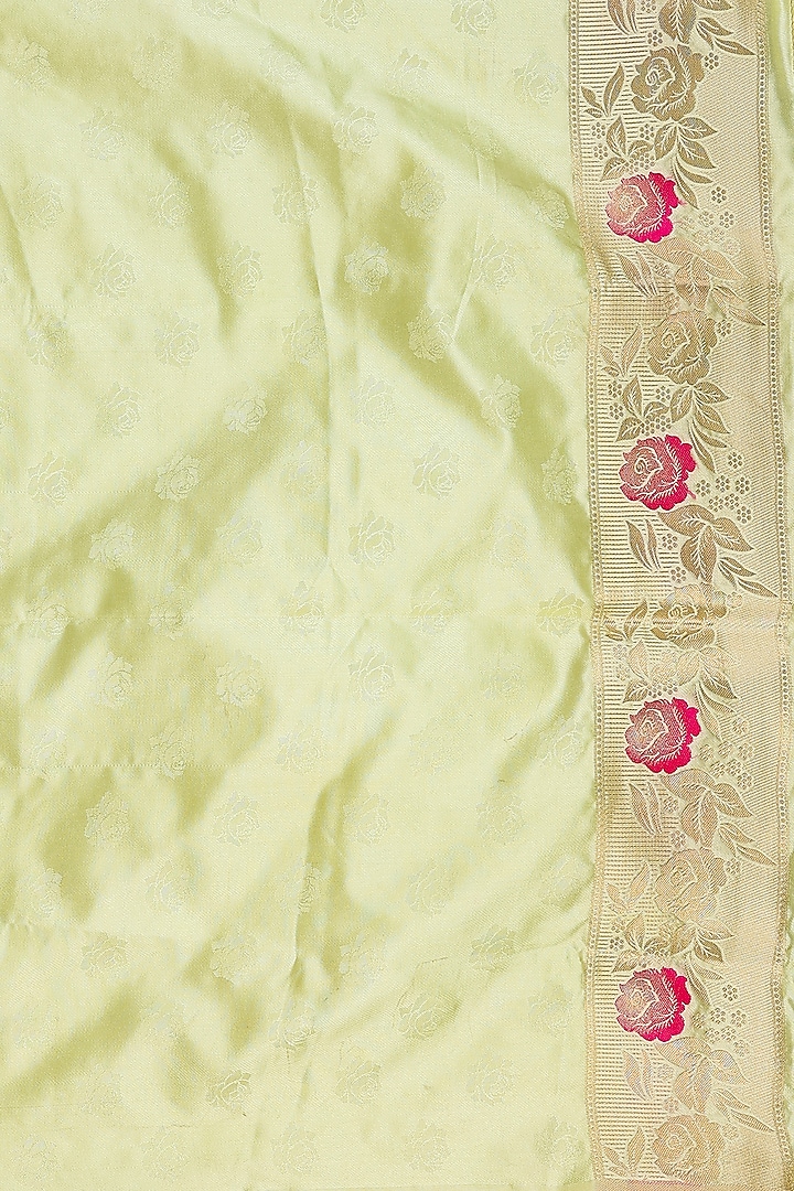 Cream Pure Katan Silk Banarasi Party Wear Saree Set by Zal From Benaras at Pernia's Pop Up Shop