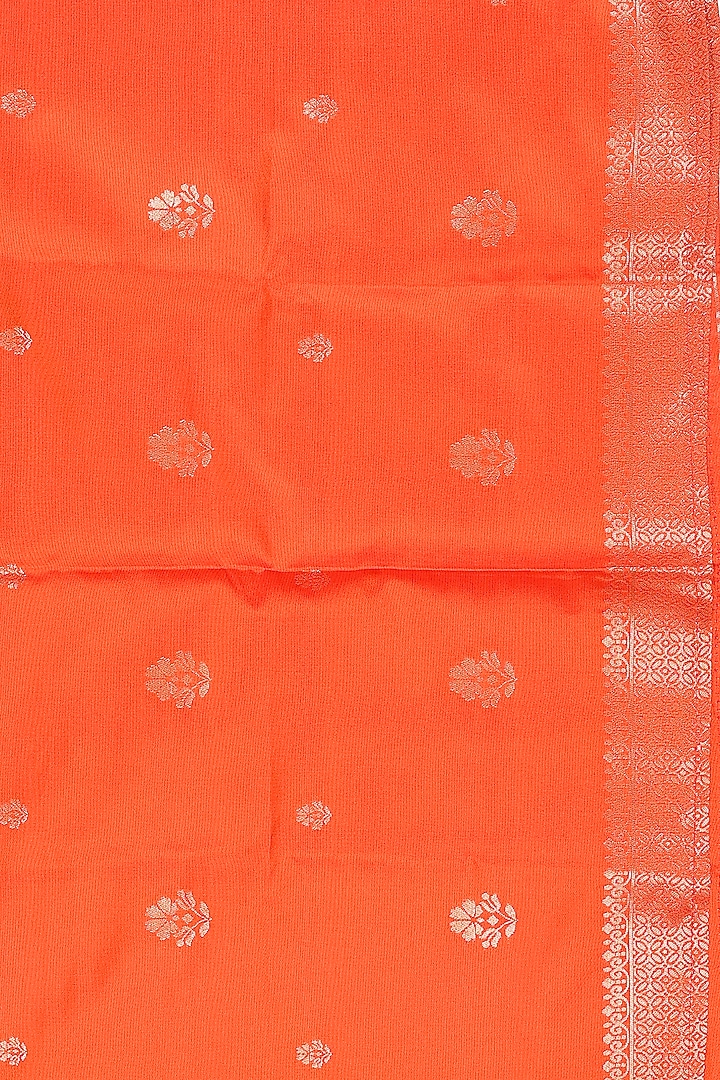 Orange Pure Silk Banarasi Handloom Party Wear Saree Set by Zal From Benaras at Pernia's Pop Up Shop
