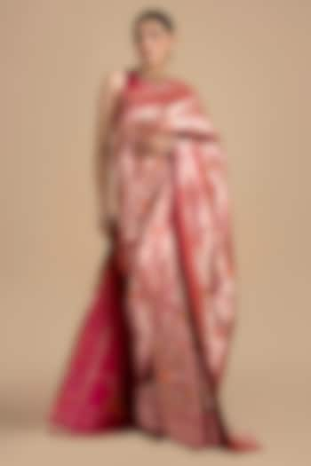 Pink Kanjivaram Silk Banarasi Handloom Saree Set by Zal From Benaras at Pernia's Pop Up Shop