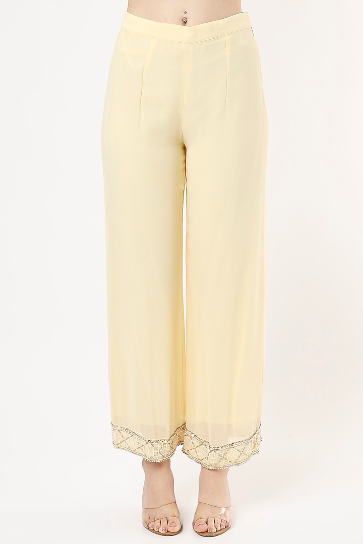 Yellow Hand Embroidered Kurta Set by Zamoraa The Label at Pernia's Pop Up Shop