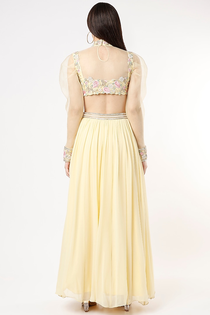 Yellow Georgette & Organza Wedding Lehenga Set by Zamoraa The Label at Pernia's Pop Up Shop
