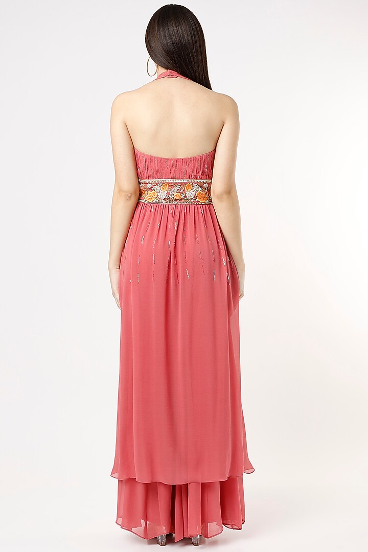 Pink Georgette Gharara Set by Zamoraa The Label at Pernia's Pop Up Shop