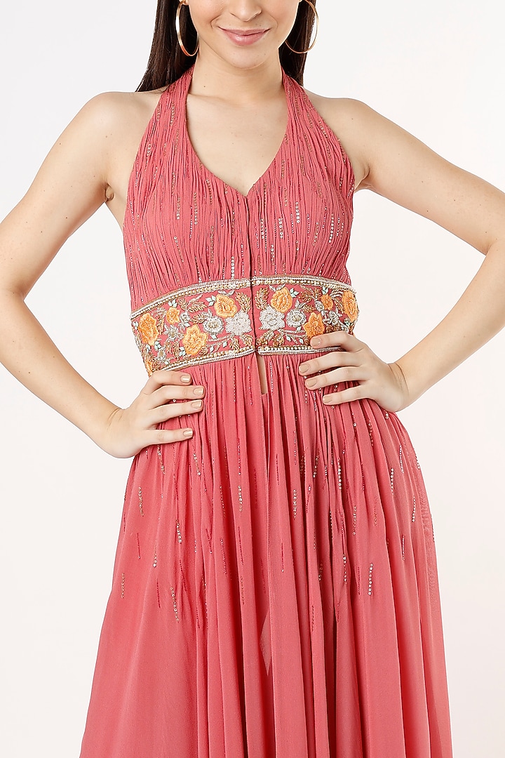 Pink Georgette Gharara Set by Zamoraa The Label at Pernia's Pop Up Shop