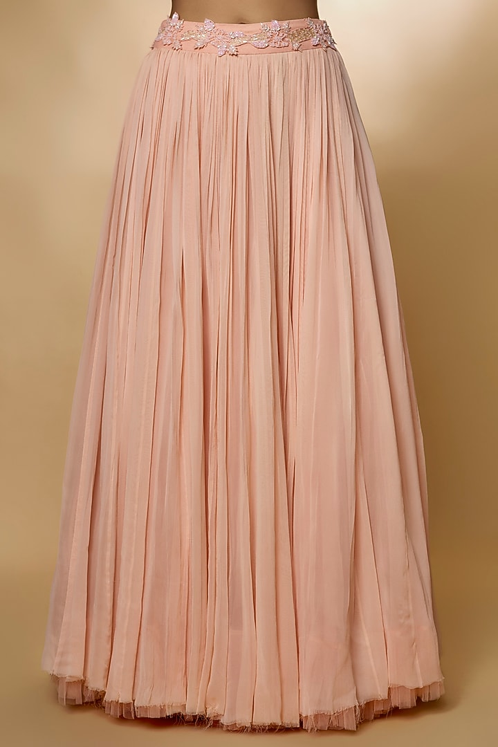 Blush Pink Crepe Georgette Wedding Lehenga Set by Zamoraa The Label at Pernia's Pop Up Shop
