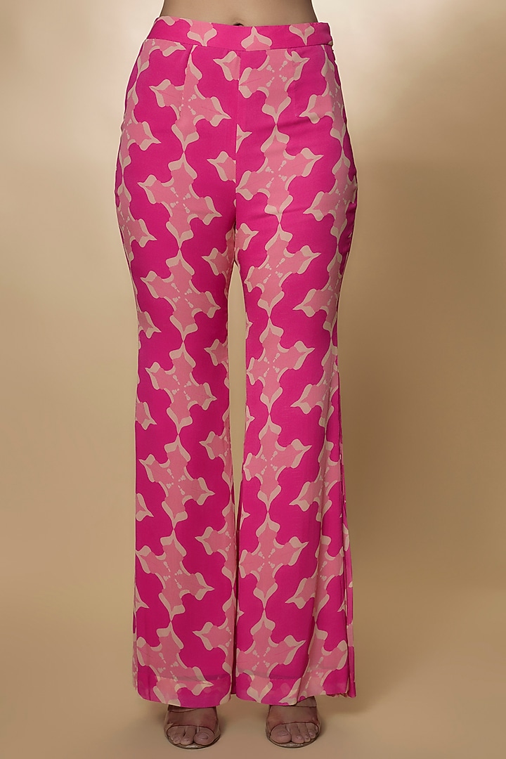 Pink Georgette Embroidered & Printed Kurta Set by Zamoraa The Label at Pernia's Pop Up Shop