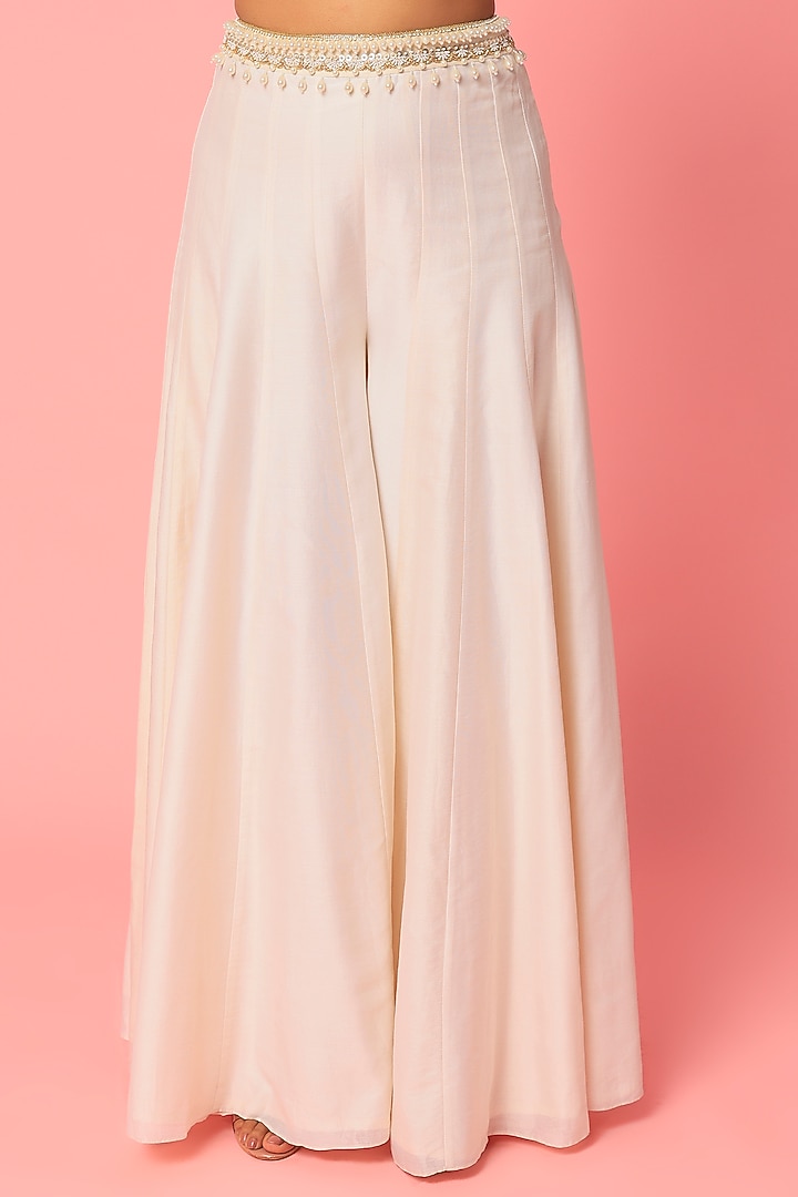 Ivory Handloom Chanderi Wedding Sharara Set by Zamoraa The Label at Pernia's Pop Up Shop