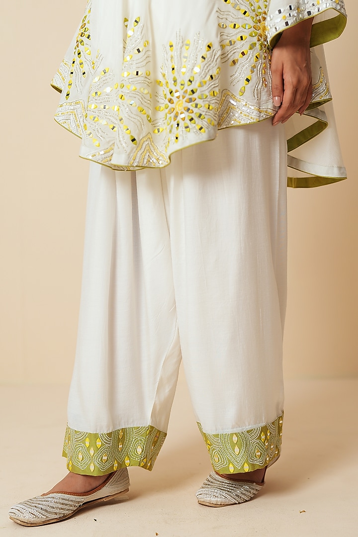 White Muslin & Cotton Silk Sequins Embroidered Co-Ord Set by Zari Dorie at Pernia's Pop Up Shop