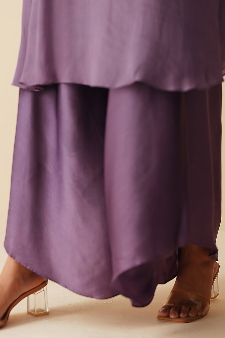 Purple Chiffon Embroidered Kurta Set by Zari Dorie at Pernia's Pop Up Shop