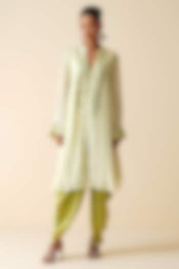 Lime Green Chiffon Embroidered Kurta Set by Zari Dorie at Pernia's Pop Up Shop
