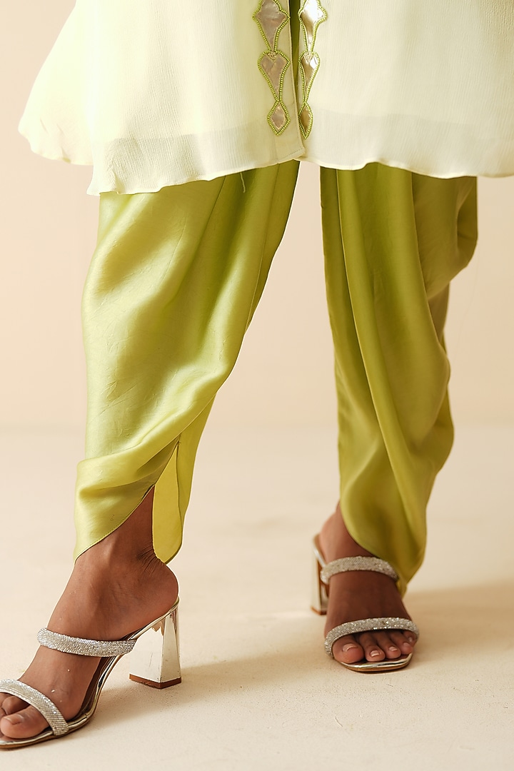 Lime Green Chiffon Embroidered Kurta Set by Zari Dorie at Pernia's Pop Up Shop