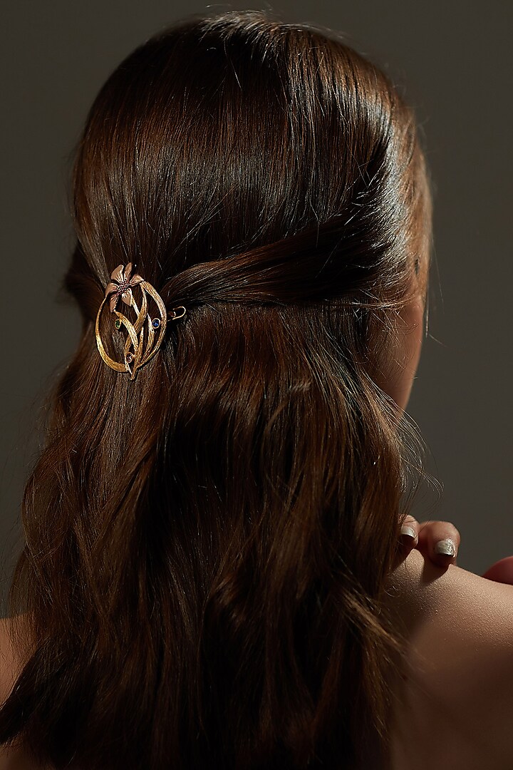 Gold Plated Swarovski Crystal Hair Clip by Zariin