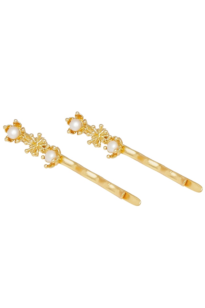 Gold Plated Pearl Hairclip by Zariin at Pernia's Pop Up Shop
