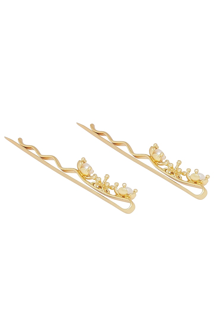 Gold Plated Pearl Hairclip by Zariin at Pernia's Pop Up Shop