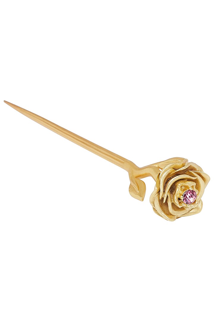 Gold Plated Rose Hair Stick With Swarovski by Zariin at Pernia's Pop Up Shop