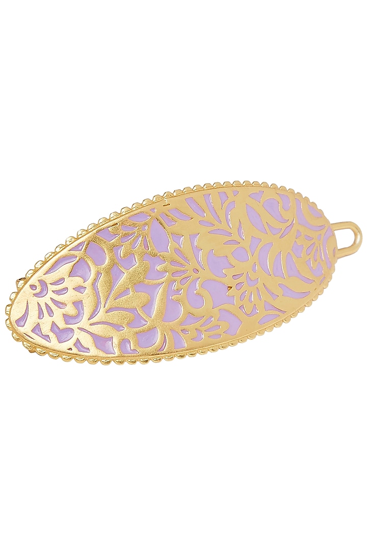 Gold Plated Lilac Enameled Hair Clip by Zariin at Pernia's Pop Up Shop