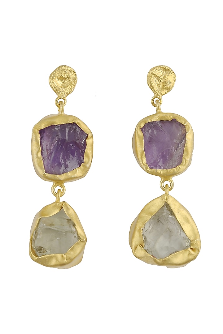 Gold Plated Green Amethyst Earrings by Zariin at Pernia's Pop Up Shop