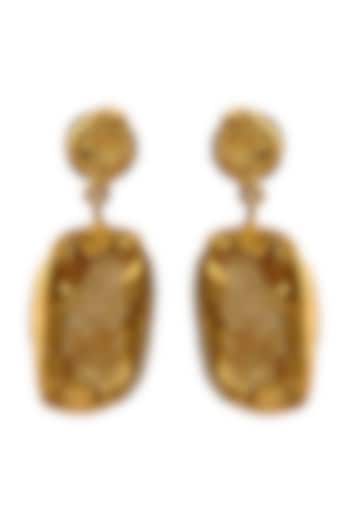 Gold Plated Uncut Citrine Earrings by Zariin at Pernia's Pop Up Shop