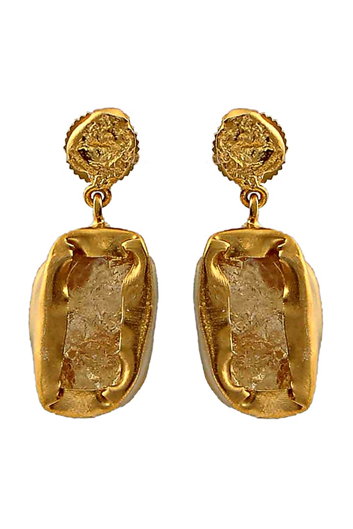 Gold Plated Uncut Citrine Earrings by Zariin at Pernia's Pop Up Shop